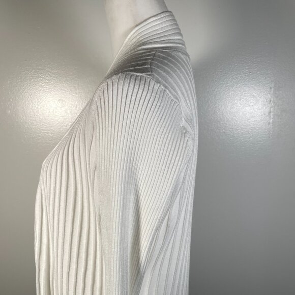 BRCHNY White Ivory Open Front Tight Knit Long Sleeve Cardigan Sweater PL - Picture 7 of 13